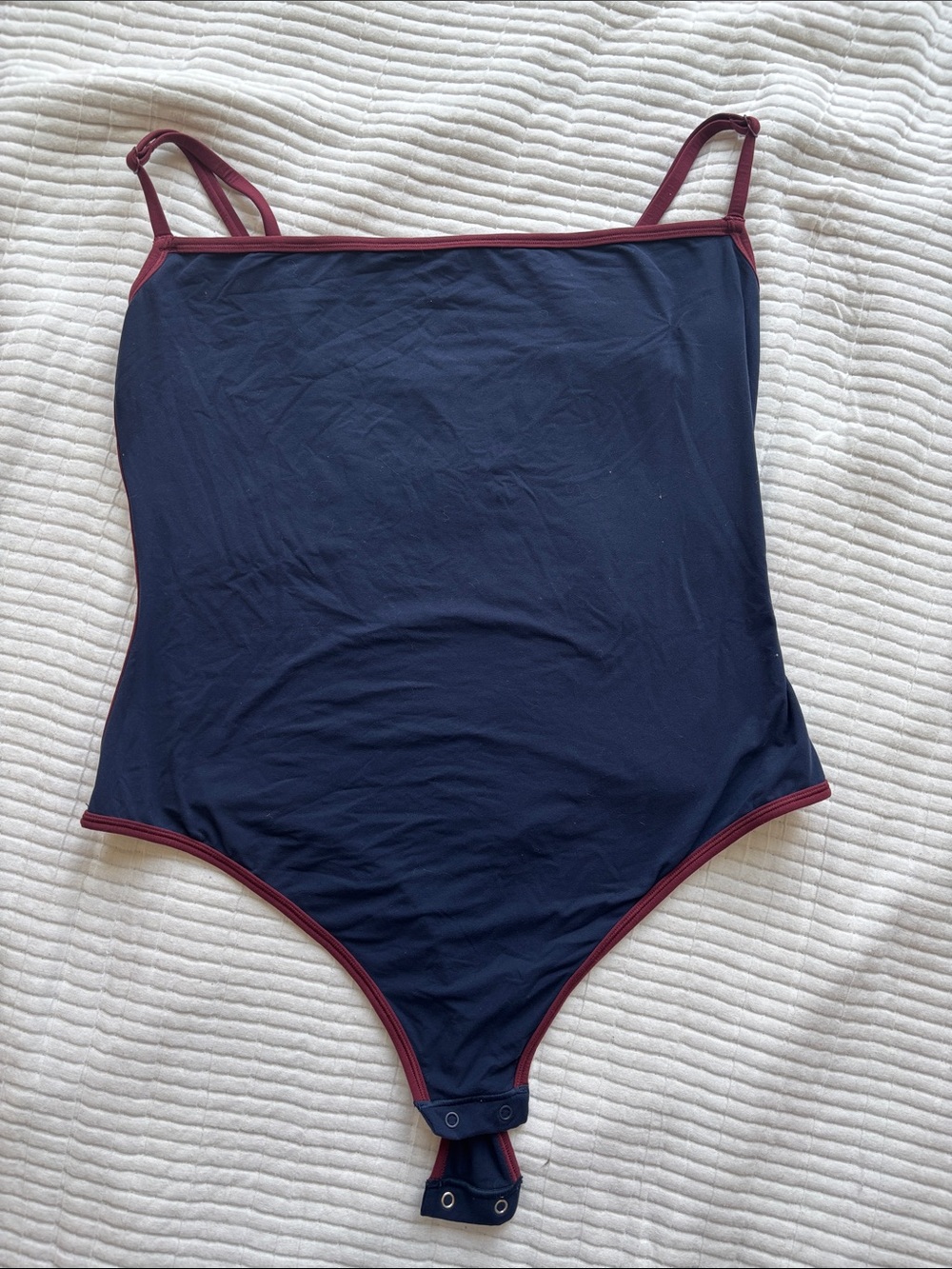 Skims Fits Everybody Contrast Trim Navy & Burgundy Bodysuit 2X